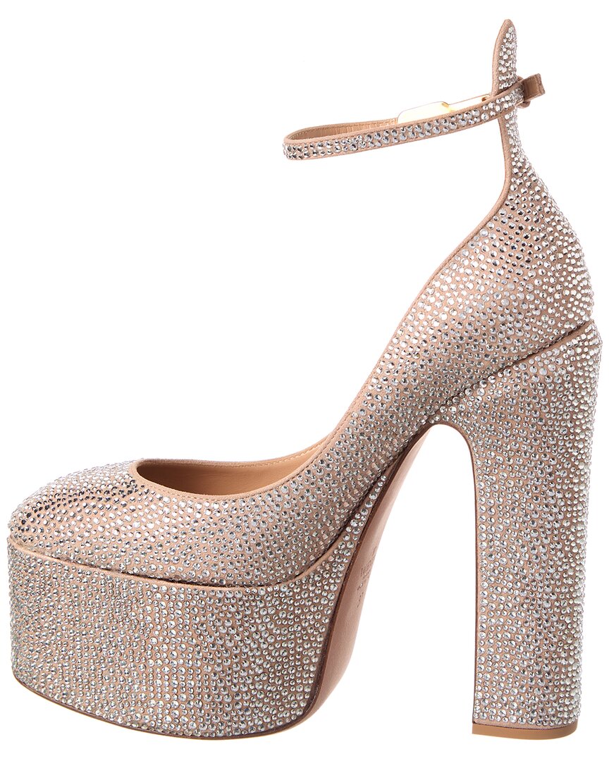 Valentino Tan-Go 155 Embellished Suede Platform Pump