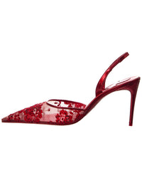 Christian Louboutin Kate Max O Sling 85 Lace & Leather Slingback Pump