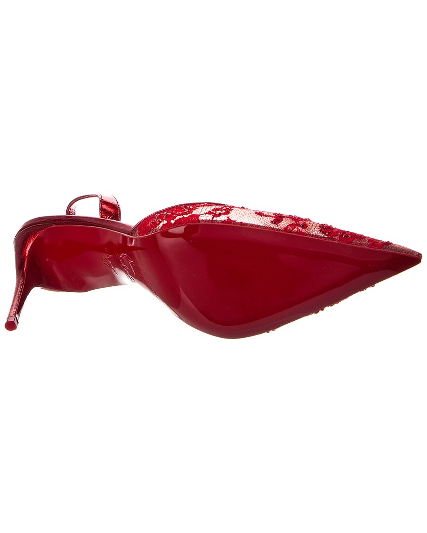 Christian Louboutin Kate Max O Sling 85 Lace & Leather Slingback Pump