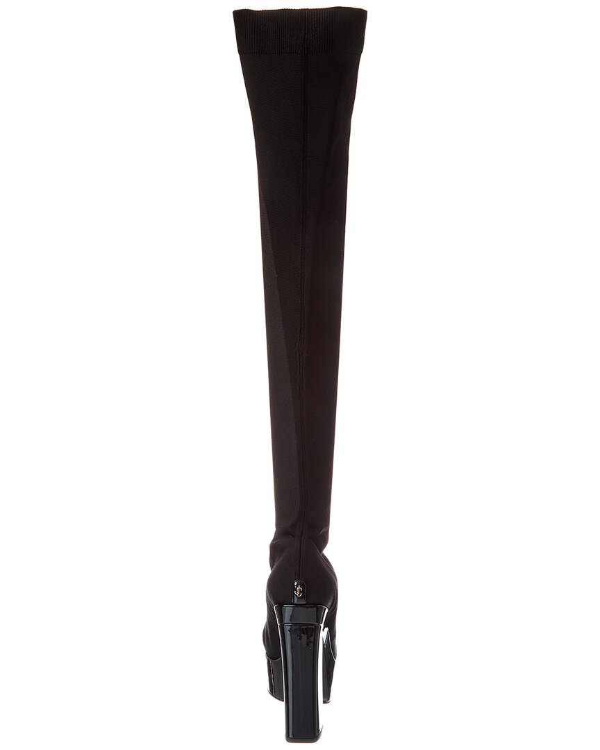 Jimmy Choo Giome 140 Knit & Patent Platform Over-The-Knee Boot