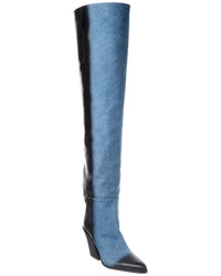 Dnu Pack Jimmy Choo Maceo 85 Denim & Leather Over-The-Knee Boot