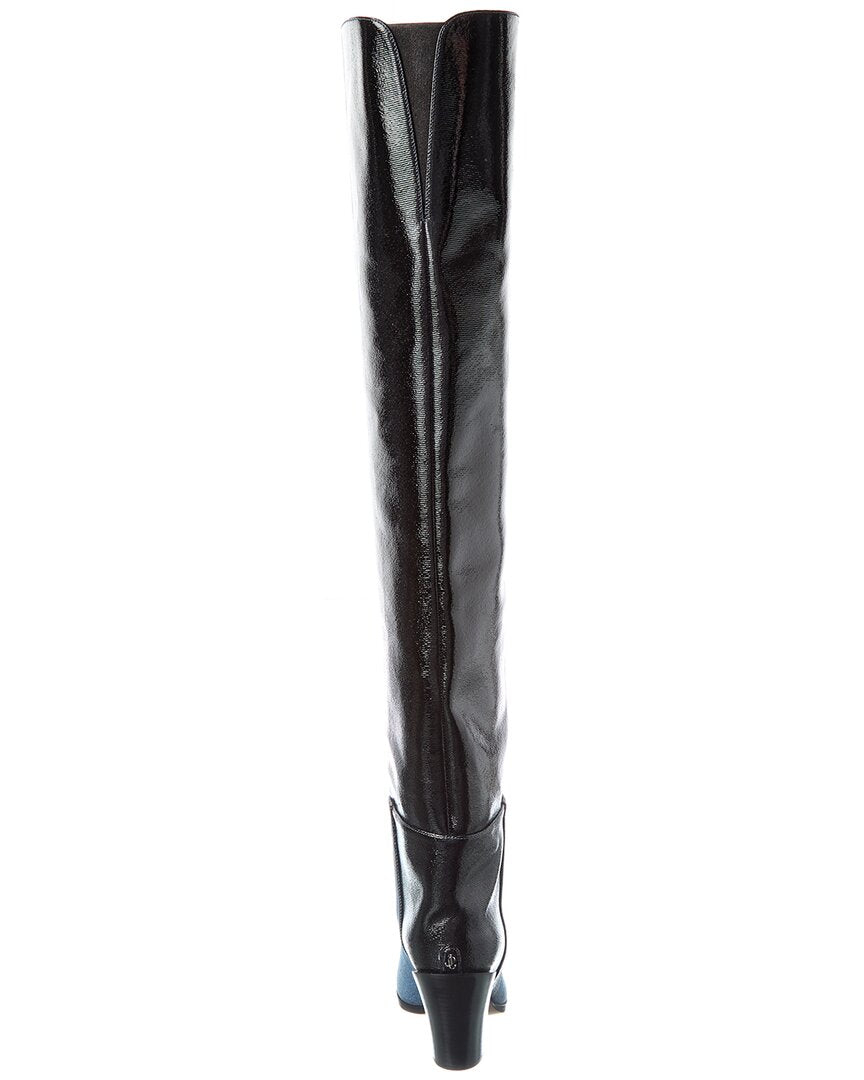 Dnu Pack Jimmy Choo Maceo 85 Denim & Leather Over-The-Knee Boot
