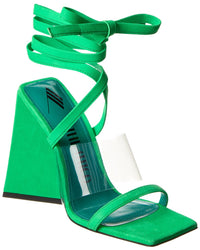 The Attico Isa Suede & Vinyl Sandal Green