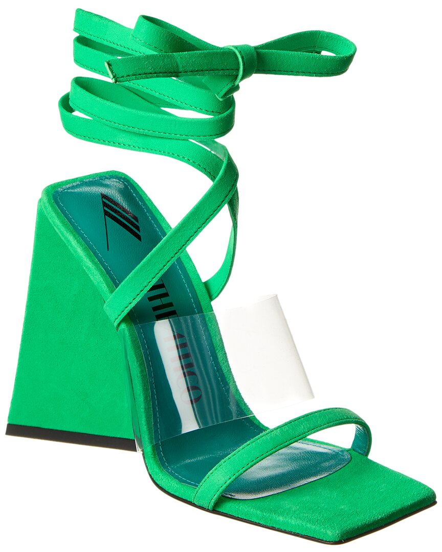 The Attico Isa Suede & Vinyl Sandal Green