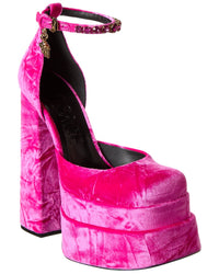 Versace Medusa Aevitas Velvet Platform Pump Pink