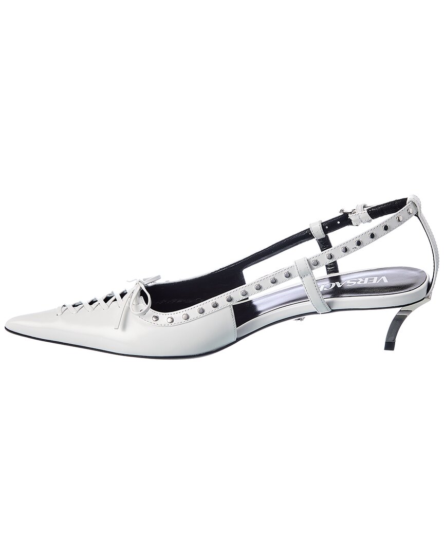 Versace Laced Pin-Point Leather Slingback Pump
