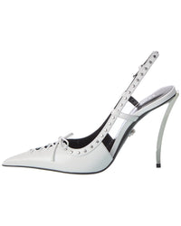 Versace Laced Pin-Point Leather Slingback Pump