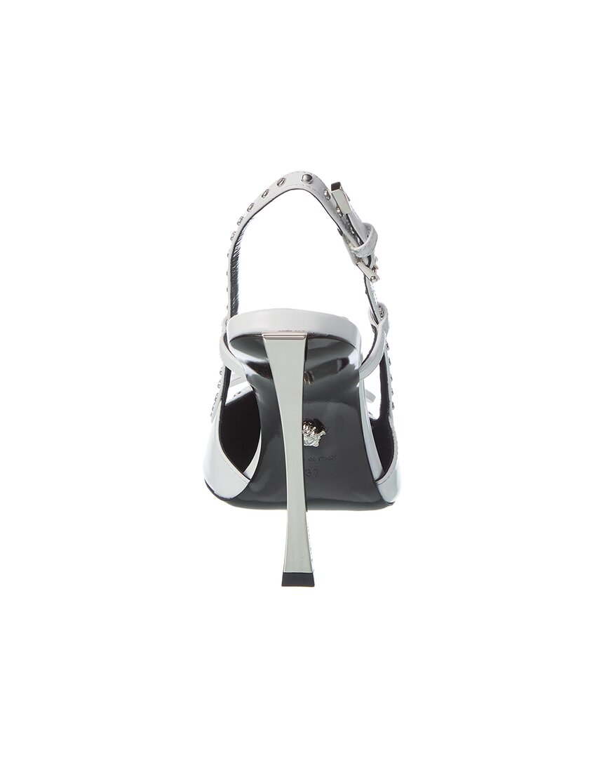 Versace Laced Pin-Point Leather Slingback Pump