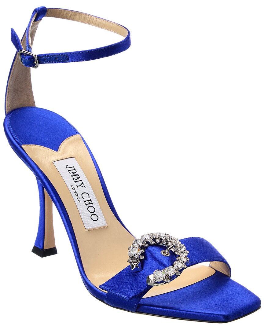 Jimmy Choo Marsai 90 Satin Sandal 38 Blue