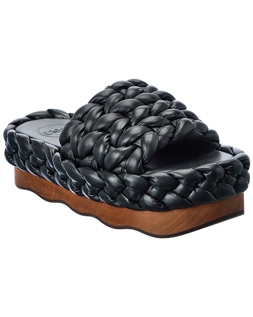 Chloé Chloé Woody Braided Leather Sandal