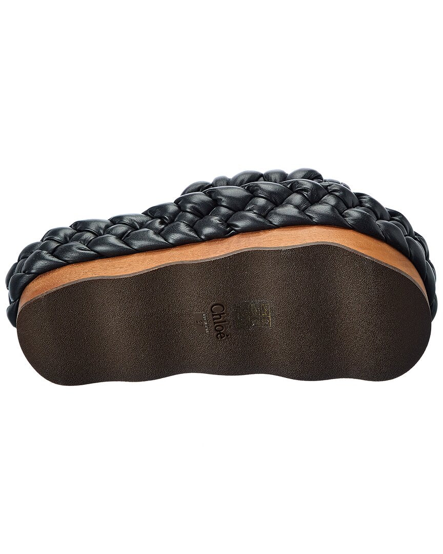 Chloé Chloé Woody Braided Leather Sandal