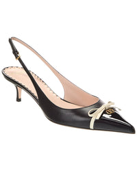 Valentino Bow Detail 45 Leather Slingback Pump