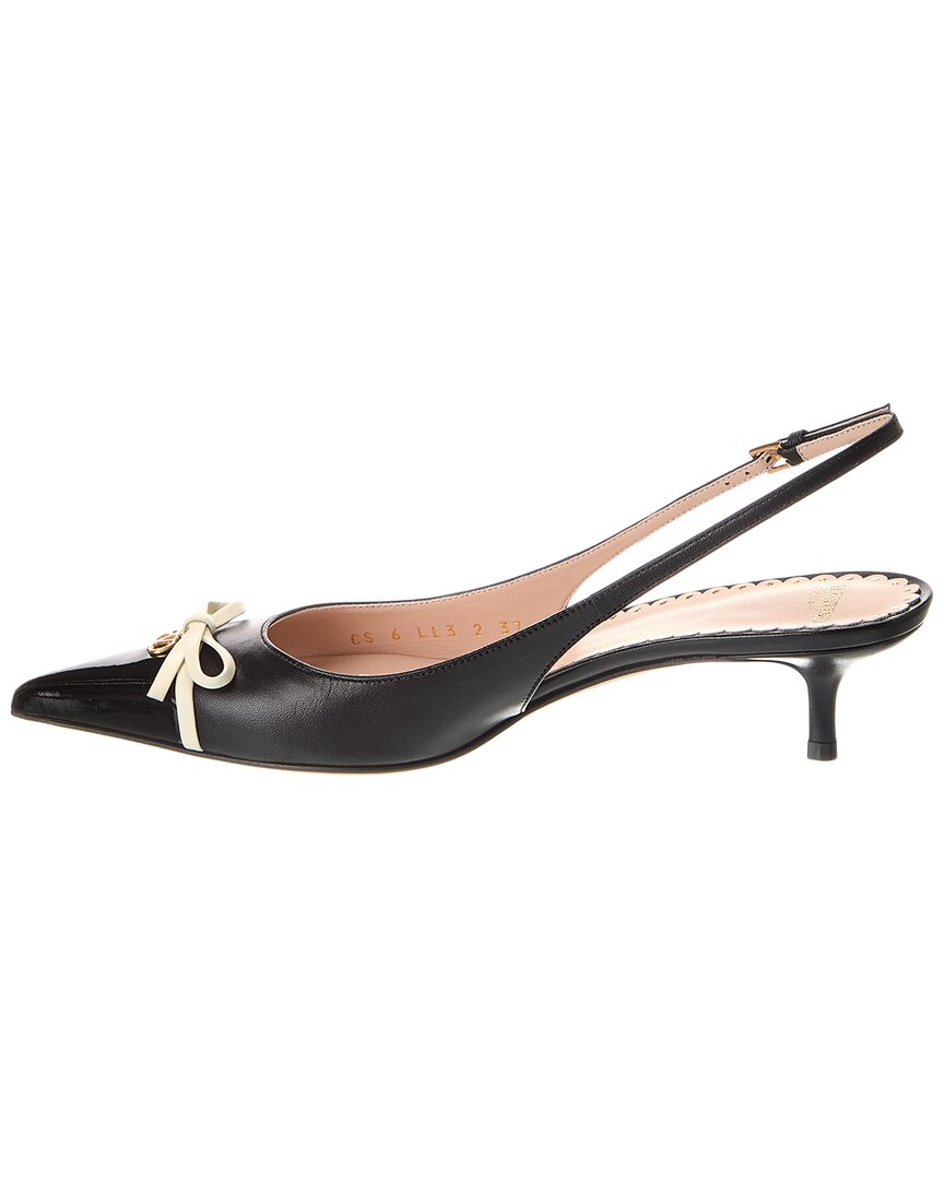Valentino Bow Detail 45 Leather Slingback Pump