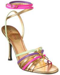 Valentino Rockstud 100 Leather Sandal Gold
