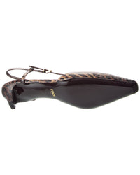 Fendi Ffold Snakeskin Slingback Pump