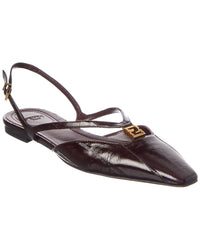 Fendi Ffold Leather Slingback Flat