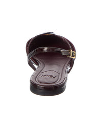 Fendi Ffold Leather Slingback Flat