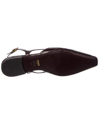 Fendi Ffold Leather Slingback Flat