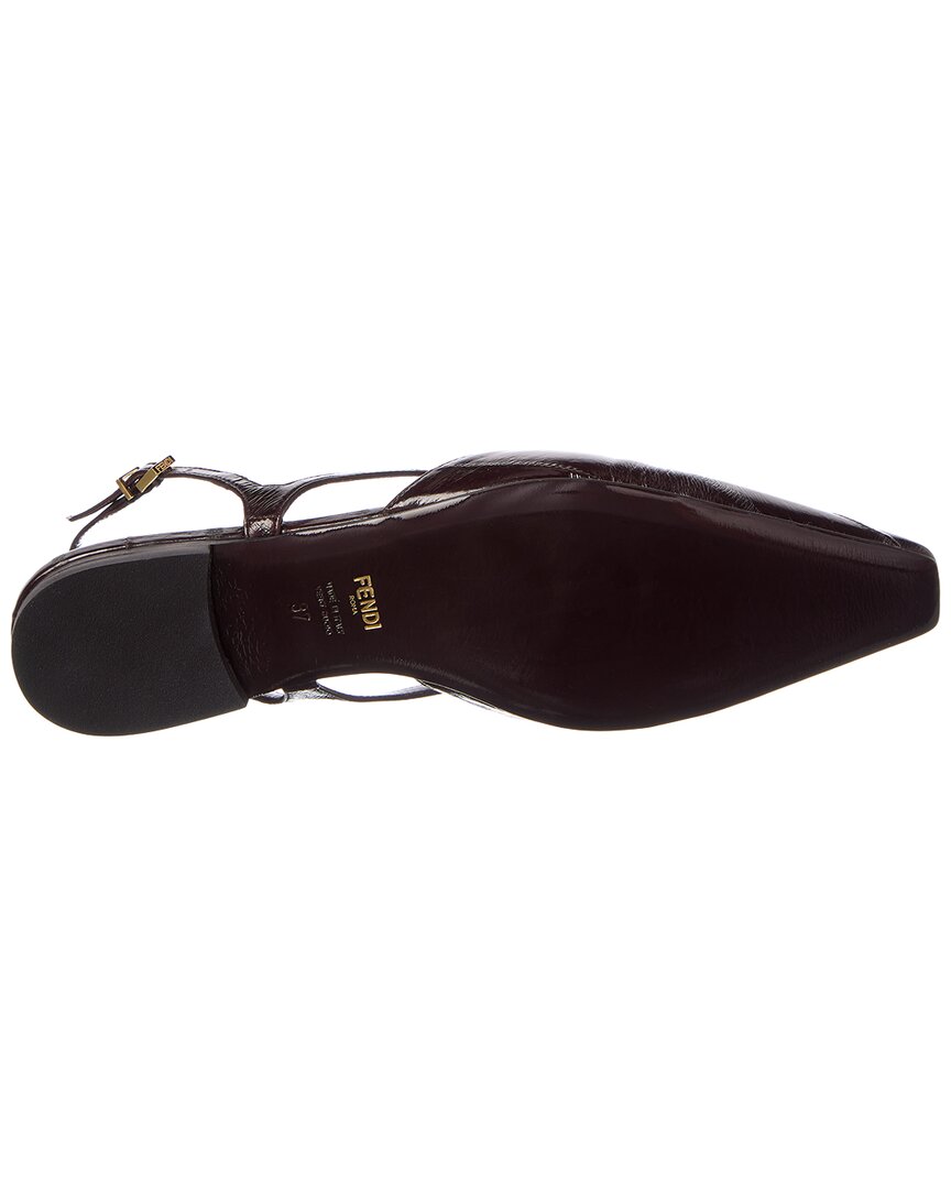 Fendi Ffold Leather Slingback Flat