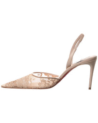 Christian Louboutin Kate Max O Sling 85 Lace & Leather Slingback Pump