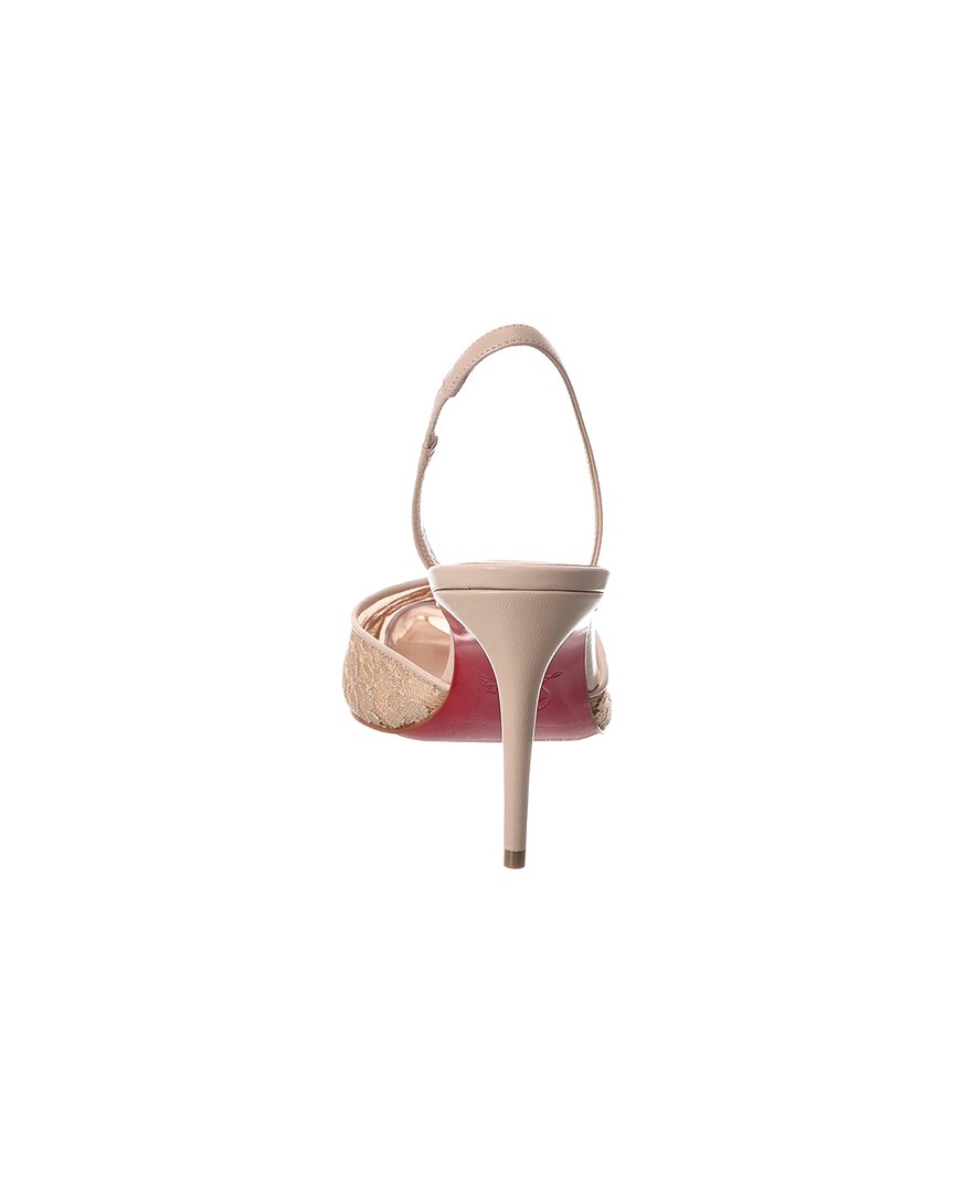 Christian Louboutin Kate Max O Sling 85 Lace & Leather Slingback Pump