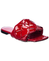 Bottega Veneta The Lido Intrecciato Patent Sandal Red