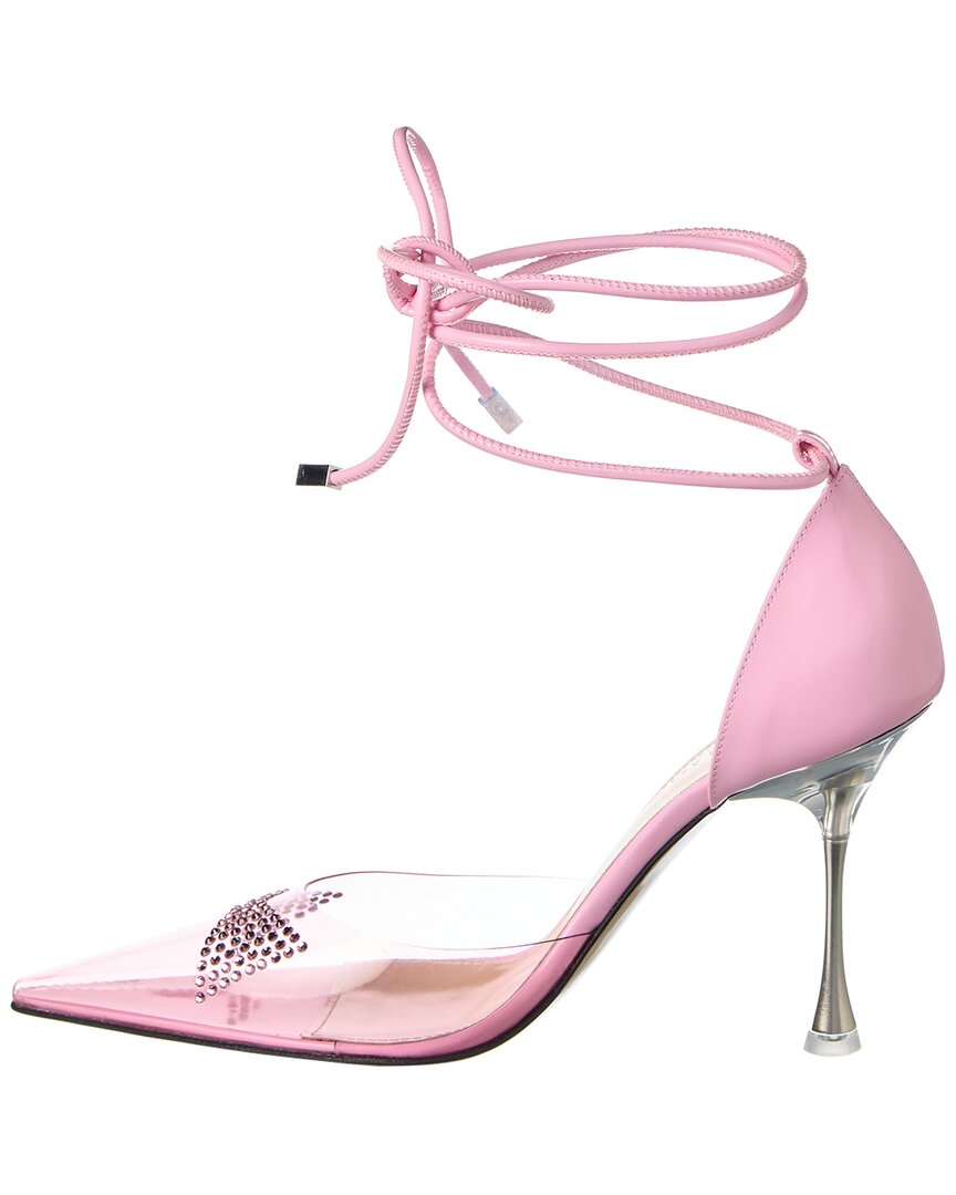 Mach & Mach Crystal Square Bow Vinyl & Leather Pump
