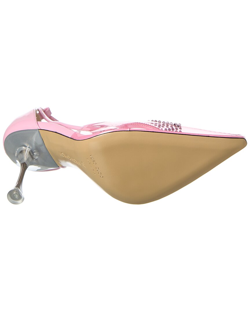 Mach & Mach Crystal Square Bow Vinyl & Leather Pump