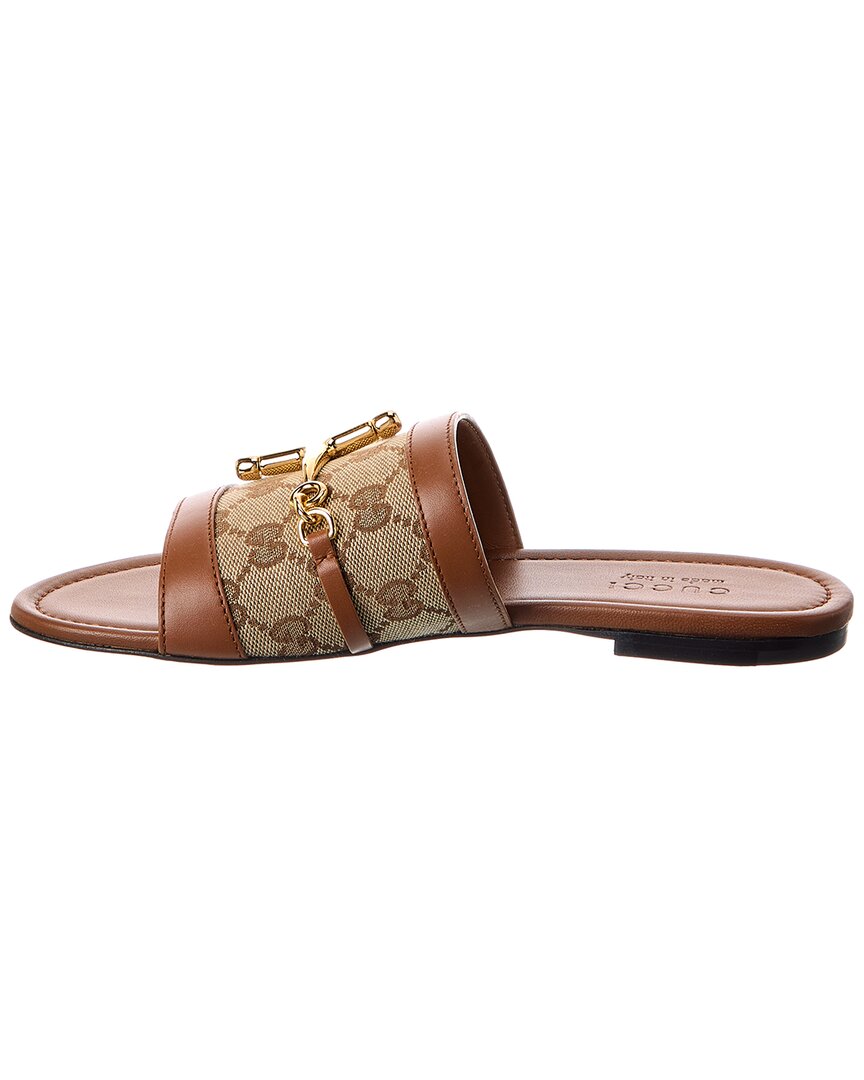 Gucci Gucci Gg Canvas & Leather Sandal