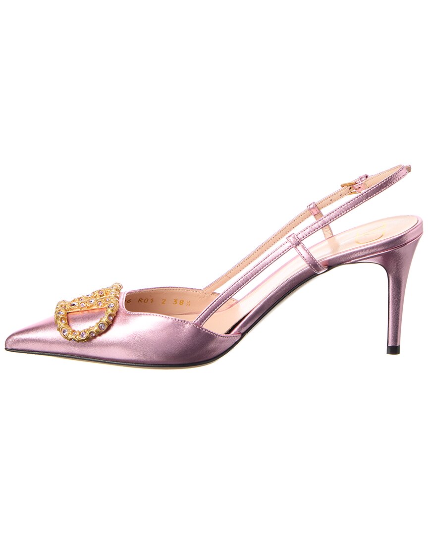 Valentino Vlogo Signature 80 Leather Slingback Pump