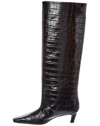 Toteme Croc-Embossed Leather Knee Boot