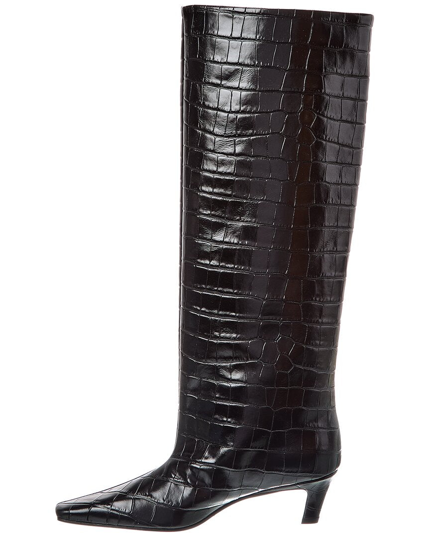 Toteme Croc-Embossed Leather Knee Boot