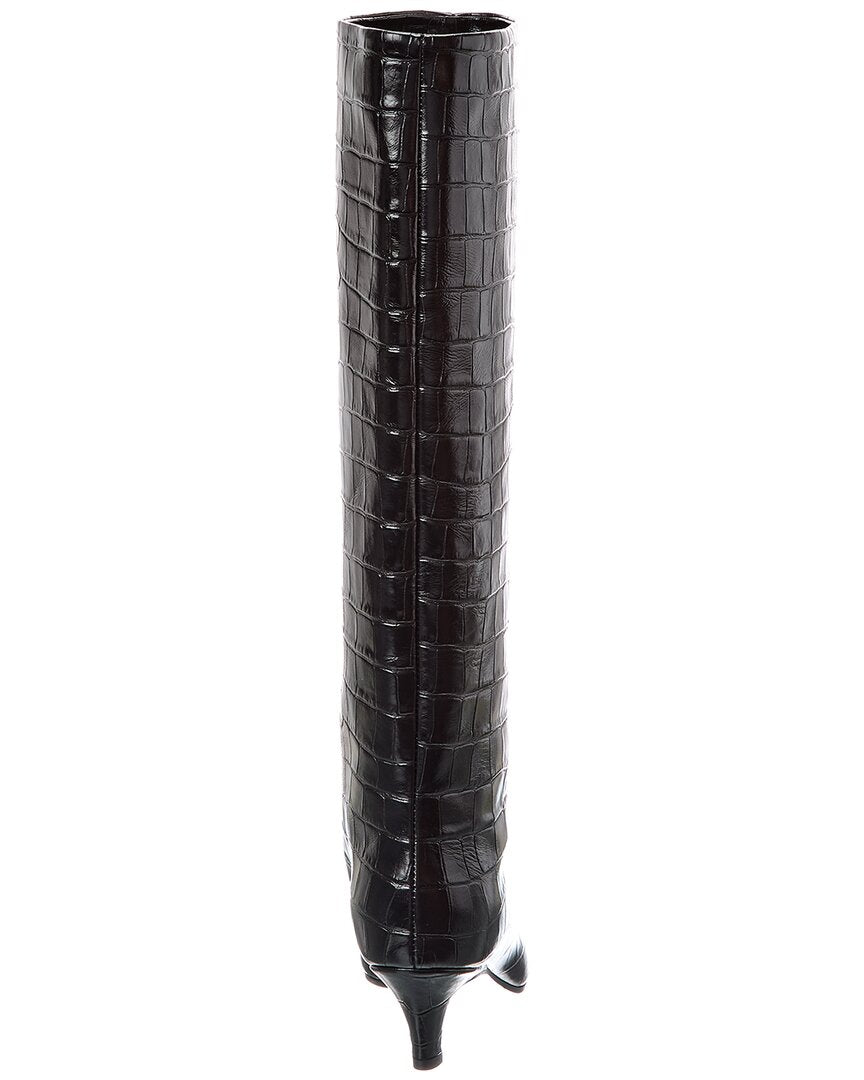 Toteme Croc-Embossed Leather Knee Boot