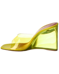 Amina Muaddi Lupita Vinyl & Leather Wedge Sandal