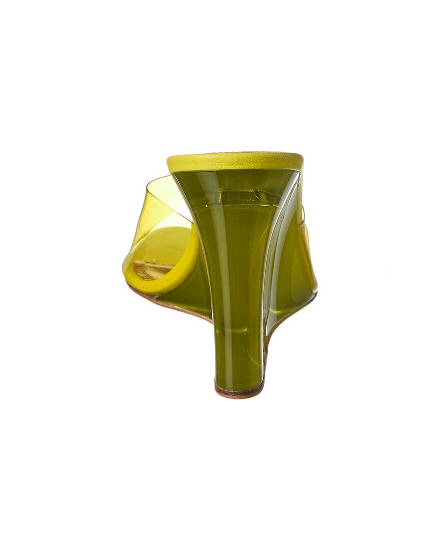 Amina Muaddi Lupita Vinyl & Leather Wedge Sandal