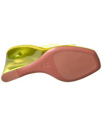 Amina Muaddi Lupita Vinyl & Leather Wedge Sandal