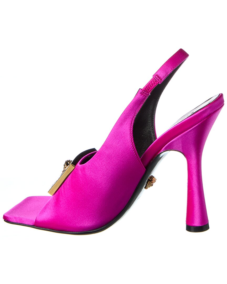 Versace Medusa Plaque Satin Slingback Sandal