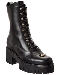 Gucci Gucci Lace-Up Leather Bootie