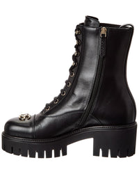 Gucci Gucci Lace-Up Leather Bootie