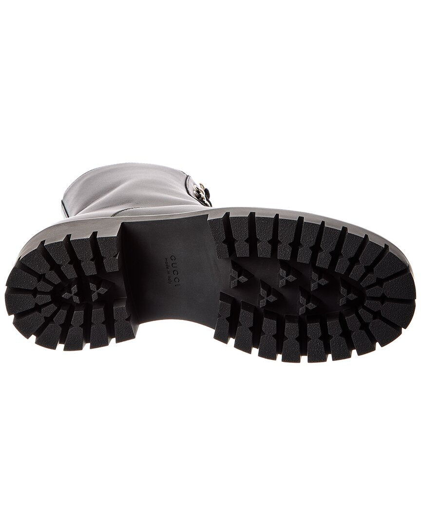 Gucci Gucci Lace-Up Leather Bootie
