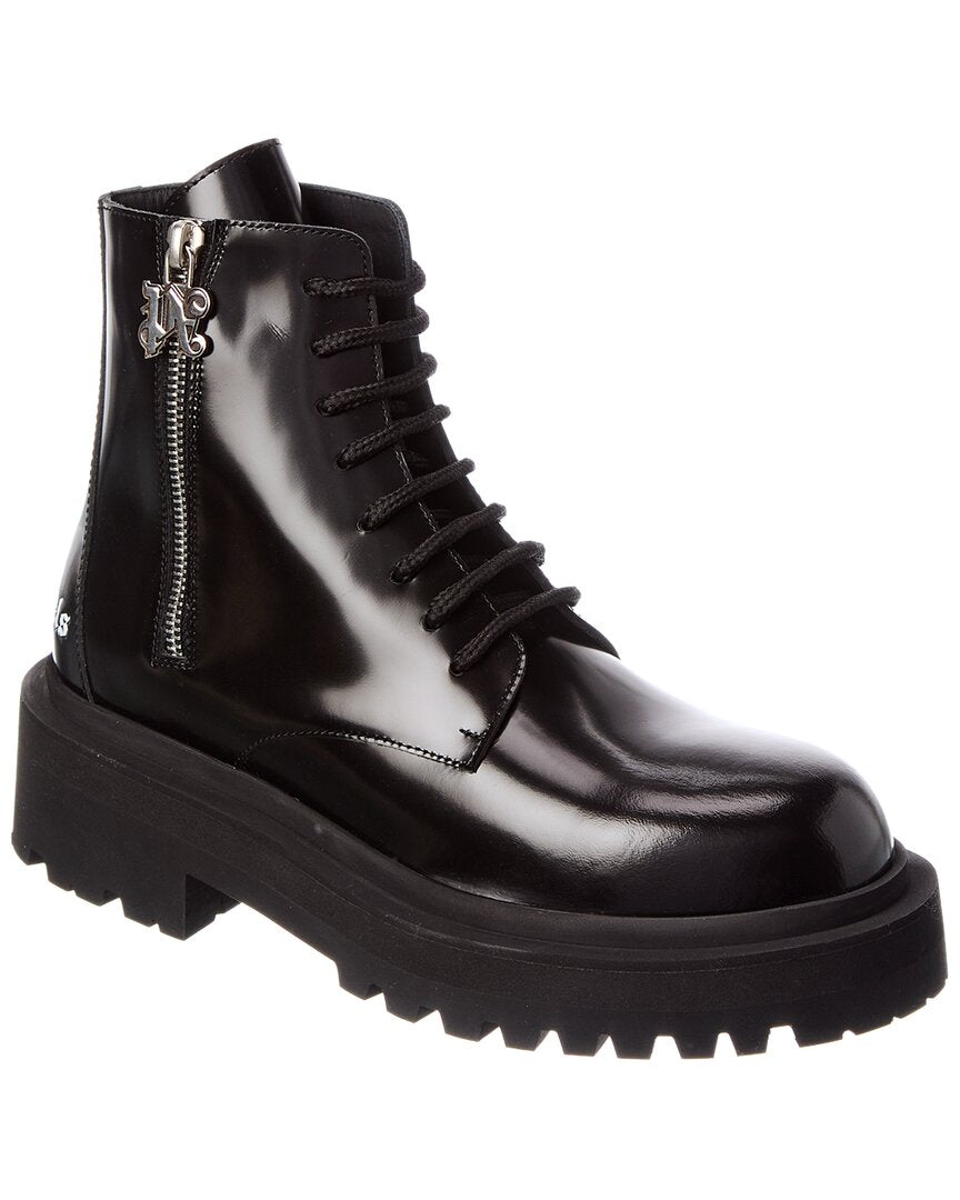 Palm Angels Ankle Leather Combat Boot
