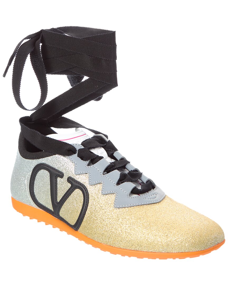 Valentino Vlogo Signature Glitter & Leather Sneaker