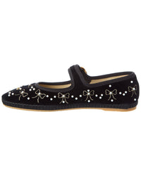 Valentino Vlogo Velvet Ballerina Flat