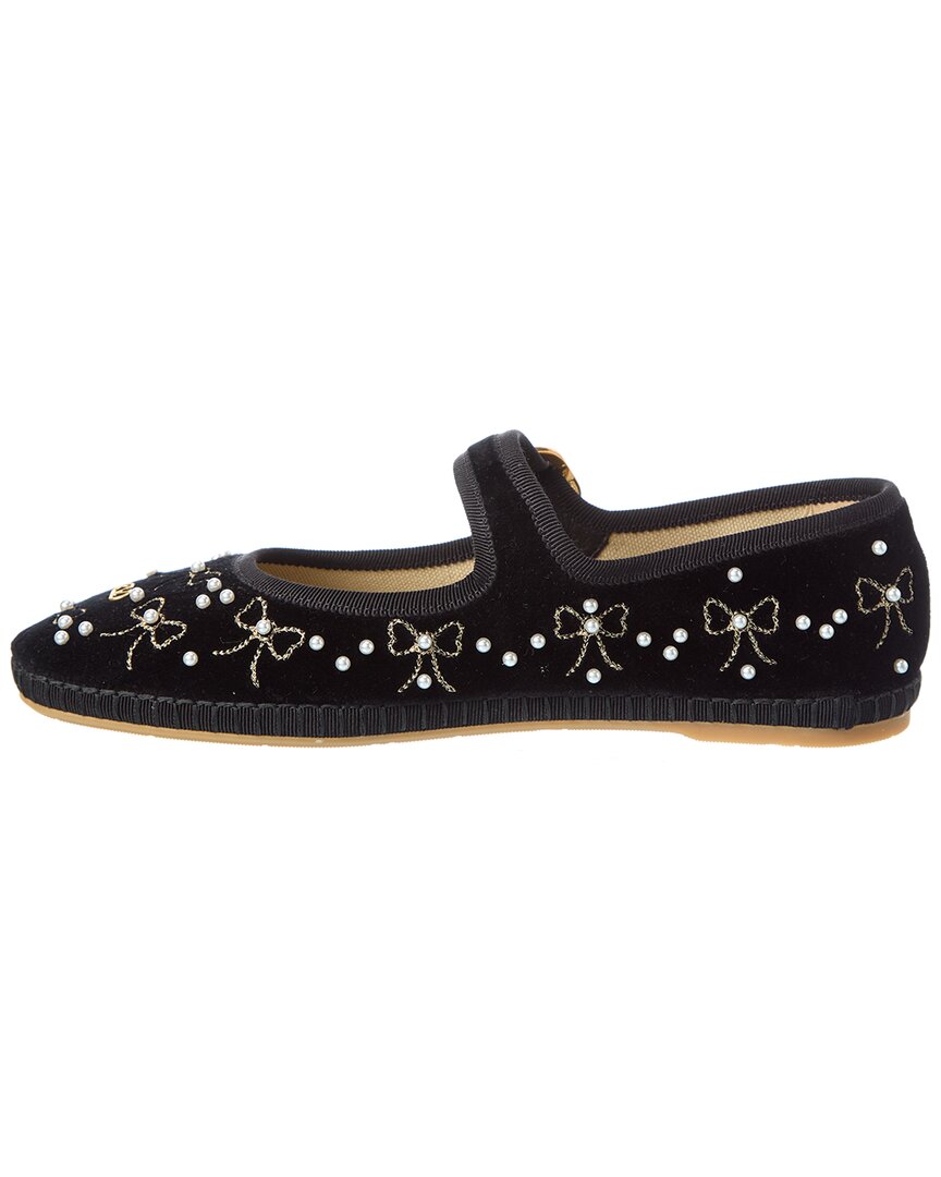 Valentino Vlogo Velvet Ballerina Flat