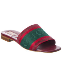 Gucci Jane Webbing Canvas Slide