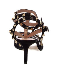 Valentino Rockstud 65 Caged Suede & Lace Ankle Strap Pump