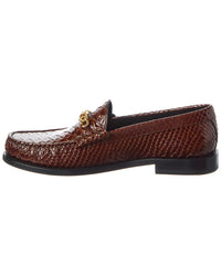 Celine Loco Triomphe Python-Embossed Patent Loafer