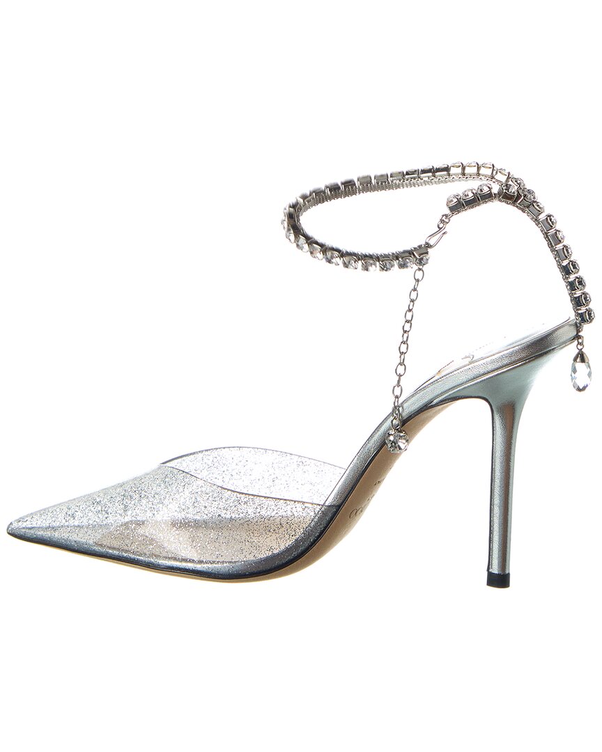 Jimmy Choo Saeda 100 Glitter Plexi & Leather Pump