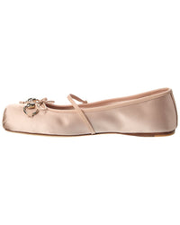 Gucci Horsebit Satin Ballet Flat