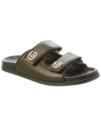 Gucci Crystal Double Gg Leather Sandal